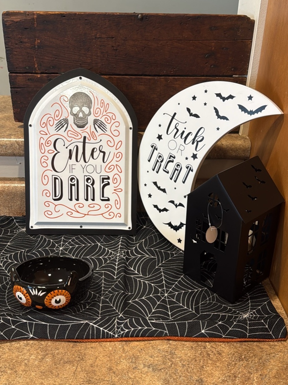 Enter If You Dare Halloween Wall Sign - White & Black